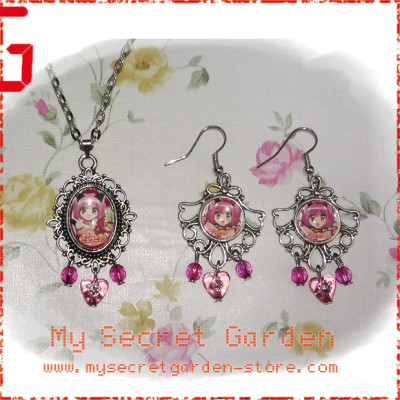 Tokyo Mew Mew ( Mew Mew Power ) 東京ミュウミュウ Ichigo Momomiya anime Cabochon Necklace & Earrings Set